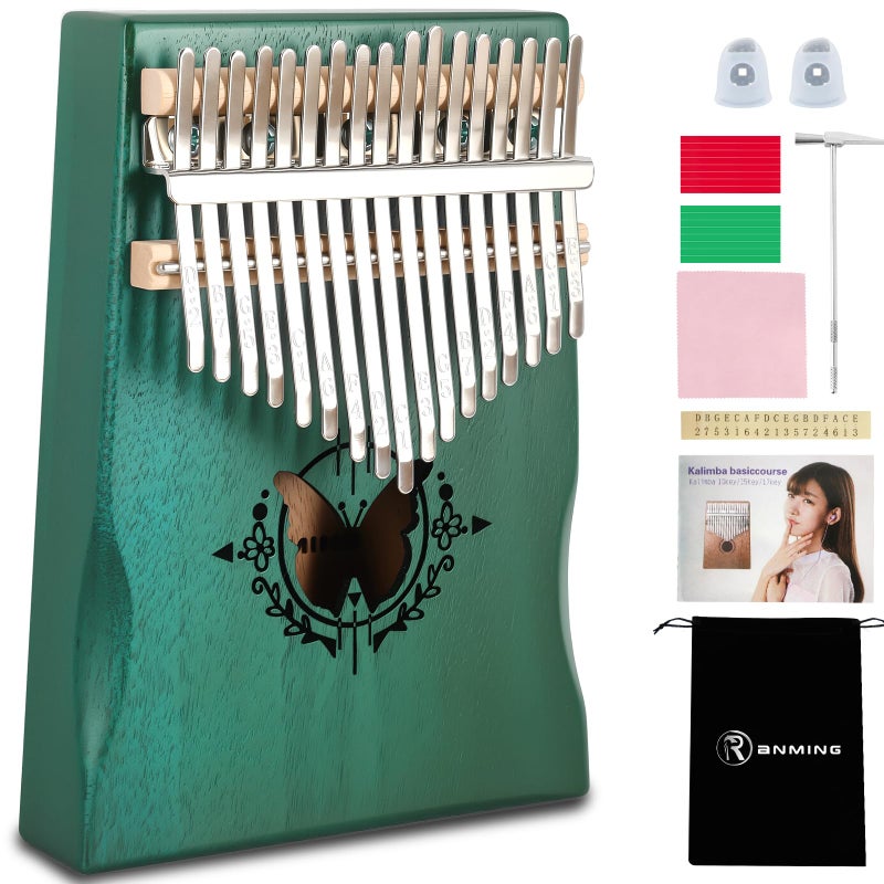 RANMING 17 Key Kalimba Thumb Piano Solid Wood Mahogany Kalimba with Tuning Hammer & Study Guide Portable Mbira for Adults Unique Gift for Music Lovers - Image 1